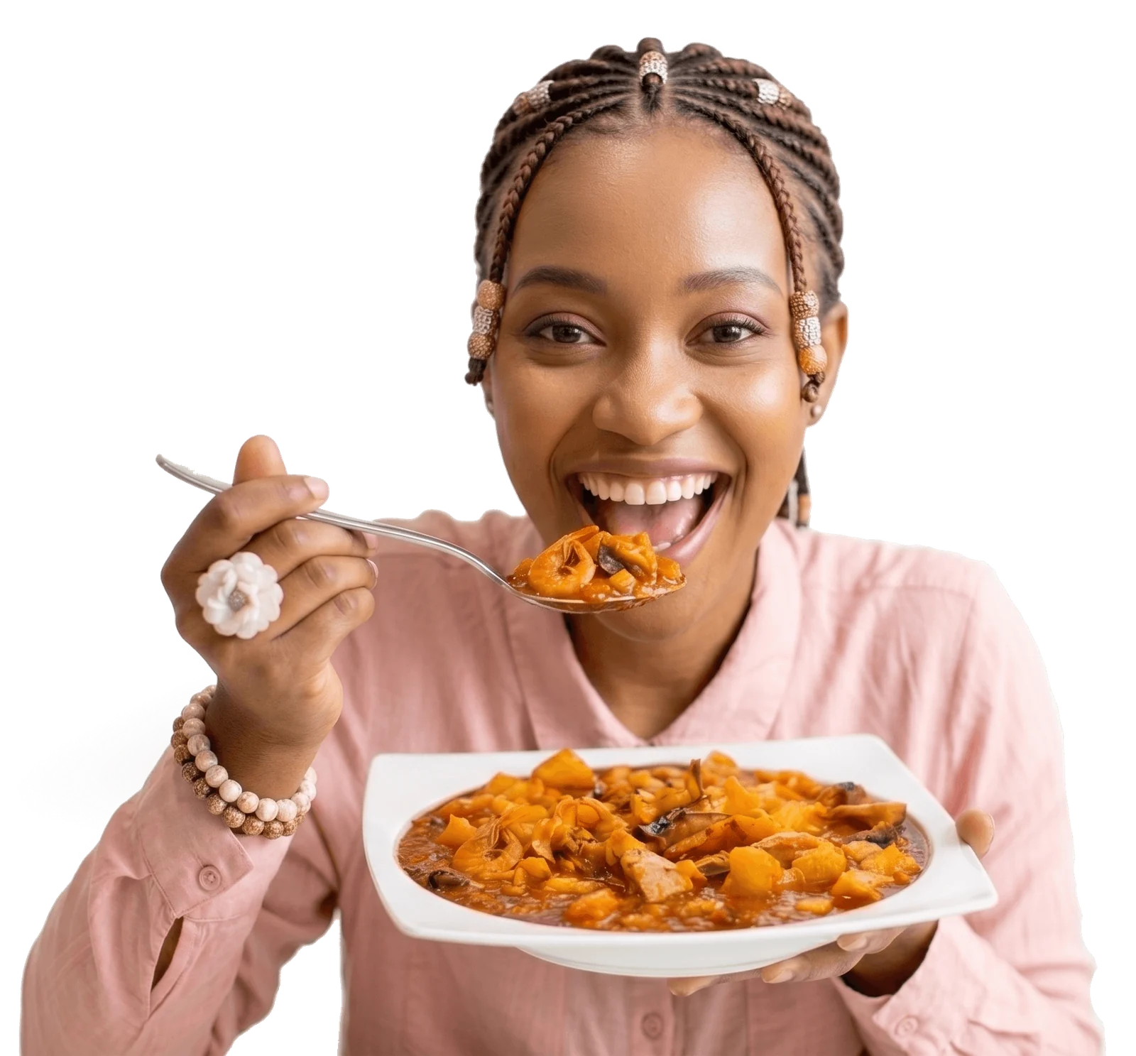 Customer enjoying a Mosdoli local meal